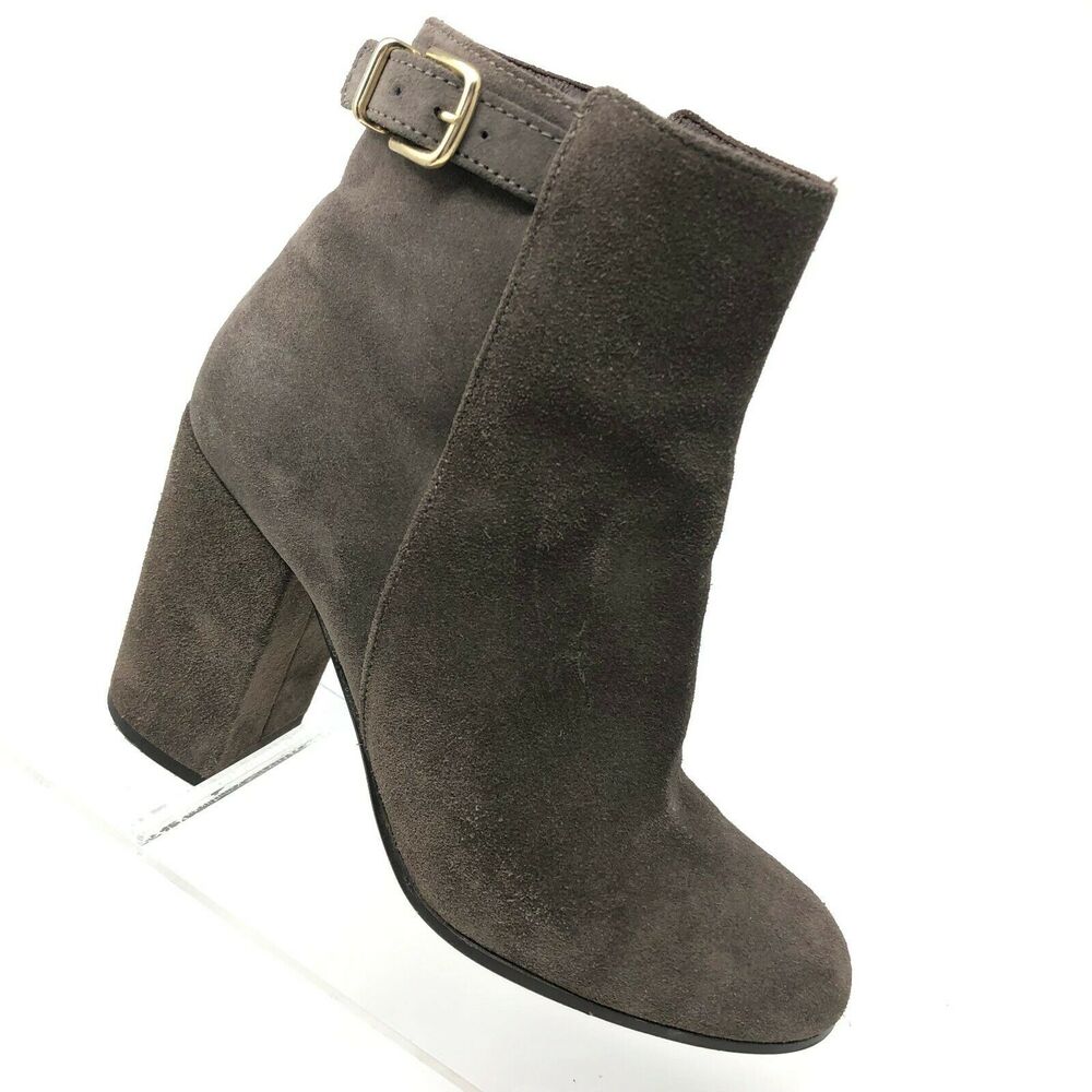 J Crew Barrett Ankle Boot Womens 6.5‎ Taupe Suede Chunky Heel Bootie Italy
